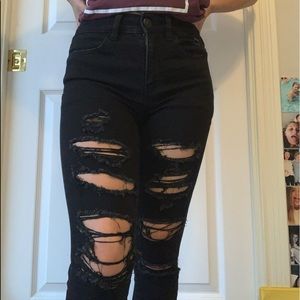 American Eagle Black Ripped Skinny Jeans